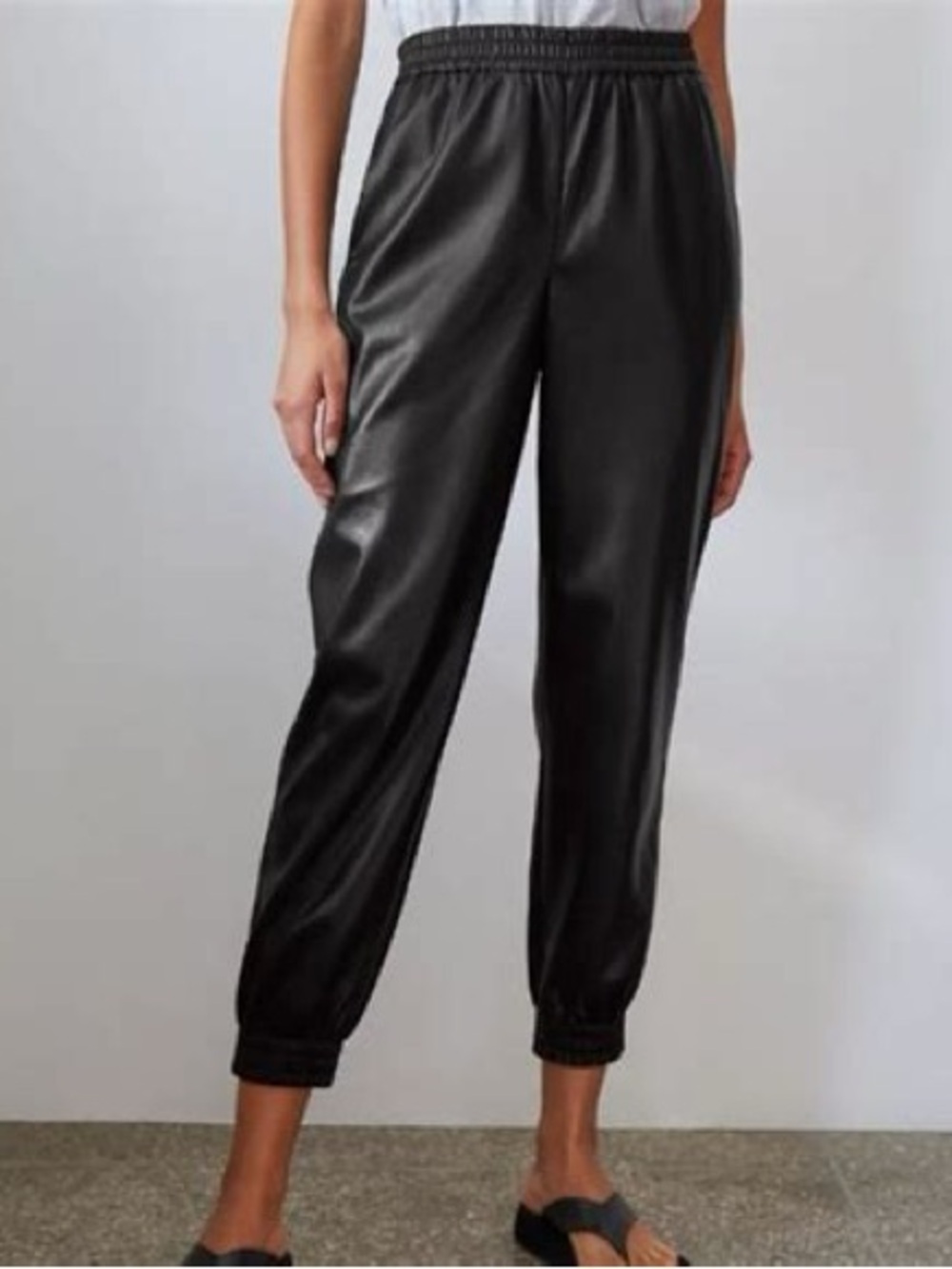 Aritzia Babaton Black Faux Leather Jogger Pants